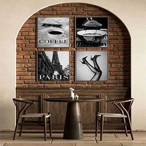 Black & White Café Picture Frame Wall Art Sets