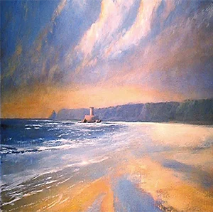 Coastal Sunset Seascape Landscape Painting