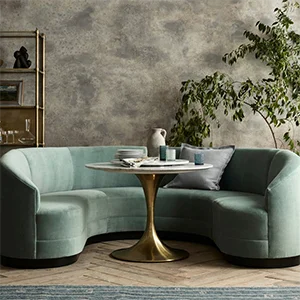 Curved Upholstered Banquette Seating for Restaurant