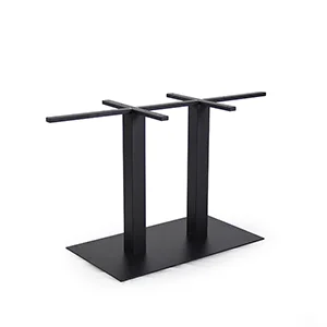 Double Pedestal Black Metal Dining Table Bas