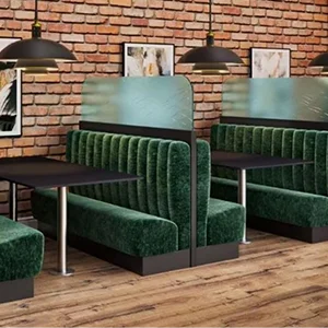 Green Upholstered Restaurant Booth Seating