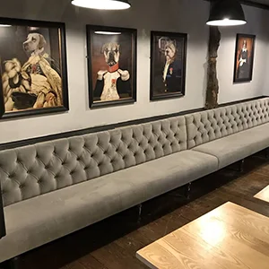 Grey Velvet Banquette Seating for Restaurants