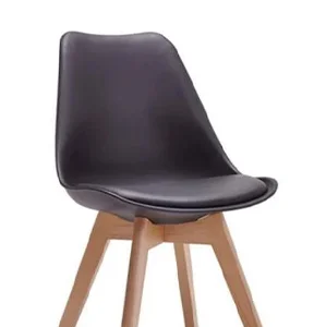 Modern Plastic Dining Chair with Wooden Legs