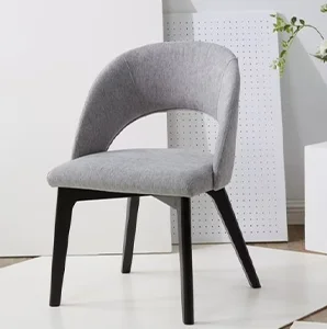 Modern Upholstered Dining Chair with Black Wooden Legs