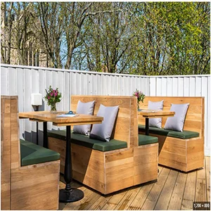 Modern Wooden Restaurant Booth Seating with Cushioned Bench