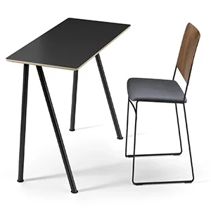 Oak Back Wooden Chair with Upholstered Seat & Eternity High Bar Table