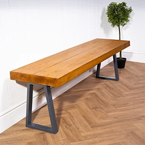 Solid Wood Bench with Metal Legs