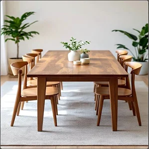 Solid Wood Rectangular Dining Table Set