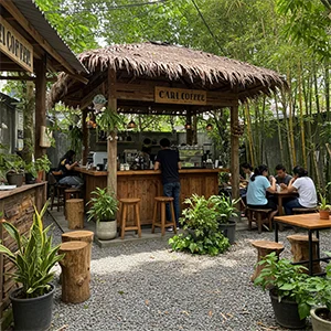 Traditional Bamboo Coffee Hut with Natural Outdoor Seating Area
