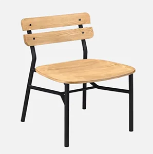 Wooden School Chair with Solid Wood Seat & Backrest (Metal Frame)