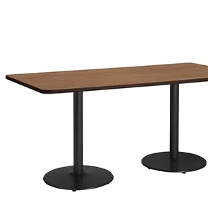 Rectangular Café Table with Dual Pedestal Metal Base
