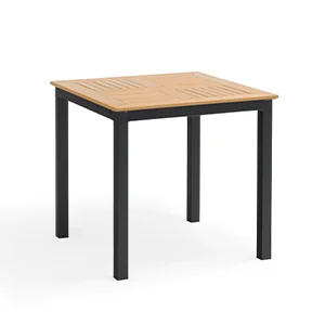 Square Outdoor Dining Table with Wooden Top
