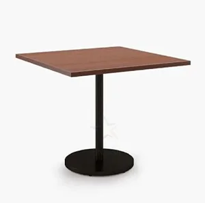 Square Wooden Café Table with Metal Base